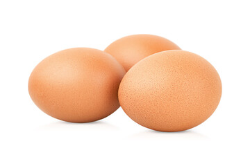 three eggs on isolated white background
