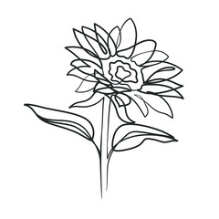 Continuous line drawing of simple flower illustration