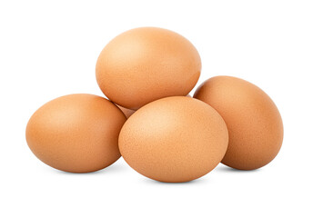 a bunch of eggs on a white isolated background