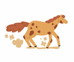 wild Horse. hand drawn vector illustration. galloping western horse.