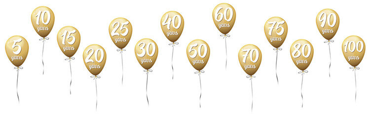 golden jubilee balloon collection 5 to 100 years