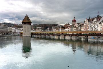 Vista panoramica di Lucerna, Lago di Lucerna, Svizzera