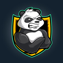 panda gaming mascot logo isolated