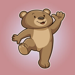 cute teddy bear posing mascot illustration