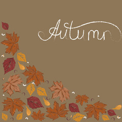 Frame with copy space from autumn leaves and lettering. Autumn. Vector