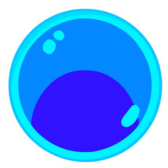 Round blue button, vector illustration