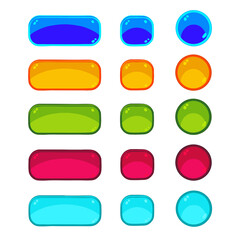 Set of multi-colored buttons of different shapes for a game or website