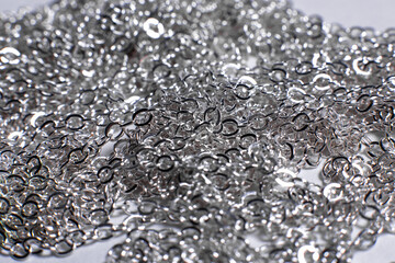 silver chain closeup tangled
