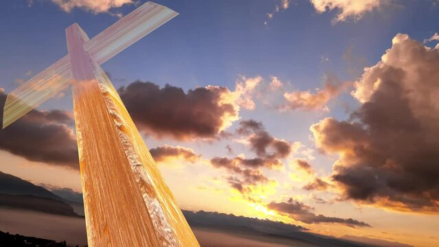 cross crosses golden clouds moving timelapse video christians easter background 