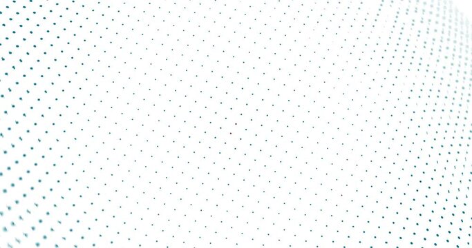 Abstract background design. White background and blue dots moving and twisting in waves. 3D Loop 4K animation