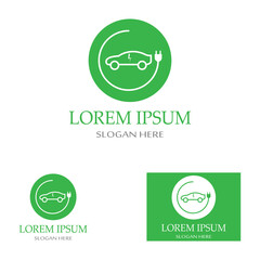 eco car and electric green car technology,icon logo vector design template.