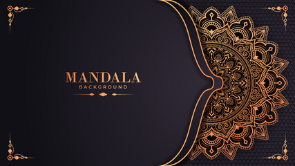 Luxury ornamental mandala design background in gold color. Abstract gold luxury pattern background