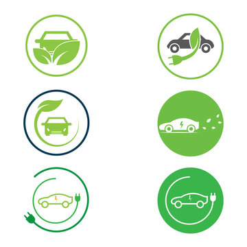 eco car and electric green car technology,icon logo vector design template.