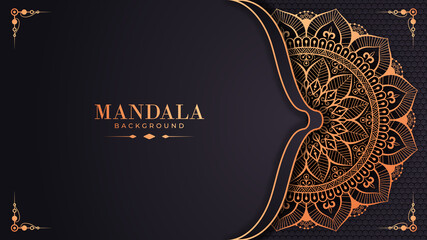 Luxury ornamental mandala design background in gold color. Abstract gold luxury pattern background