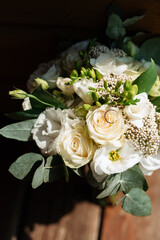 elegant wedding bouquet of fresh natural flowers