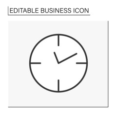  Clock line icon. Work hours. Time for a job. Business concept. Isolated vector illustration. Editable stroke