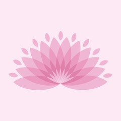 stylized lotus flower in pink tones on a light background, logo concept, flat vector illustration, cover design