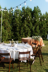 Banquet in the garden for a wedding