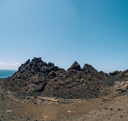 Rugged landscape of volcanic Bartolome Island, Galapagos Island