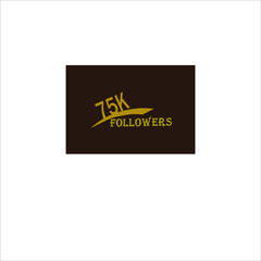 75k follower yellow brownish banner and vector art illustration