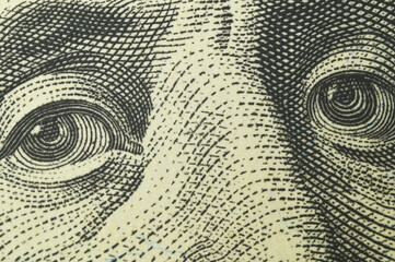 Benjamin Franklin's eye on the new hundred dollar bill