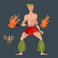 Polynesian fire dancer