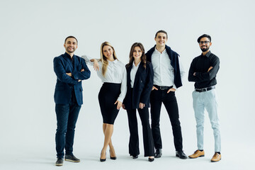 Obraz premium Group of smiling business people isolated over white background