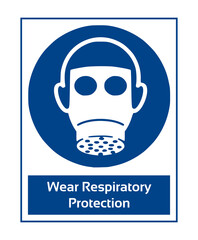 Wear Respiratory Protection. Mandatory Sign. Work Safety Equipment Signs In White Pictogram.