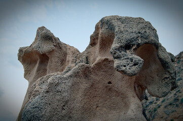 Amazingly shaped sand mountains at Agreman Beach in Netanya