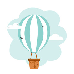Vector illustration, hot air balloon isolated on white background.