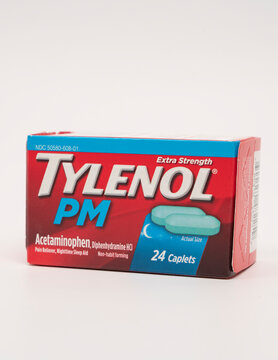 Tylenol PM box illustrative editorial photographed in Clarkston Mi USA on 01.25.2022