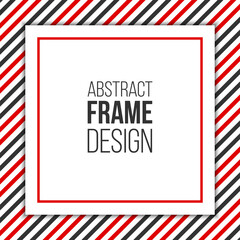 Frame with red and black diagonal stripes. Vector geometrical background. Red frame, flat design. Can be used for cards, greetings, invitations, gift cards, flyers and brochures.