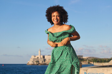 Afro woman traveling  in Havana