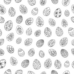 Seamless vector pattern of Easter eggs. Holiday background for greeting card, website, printing on fabric, gift wrap, postcard and wallpapers. Easter background.