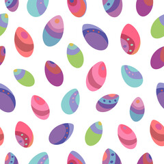 Seamless vector pattern of Easter eggs. Holiday background for greeting card, website, printing on fabric, gift wrap, postcard and wallpapers. Easter background. 