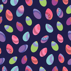 Seamless vector pattern of Easter eggs. Holiday background for greeting card, website, printing on fabric, gift wrap, postcard and wallpapers. Easter background.
