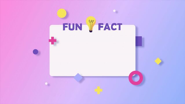Fun fact banner concept animation. Light bulb symbol. gradient background, geometric abstract shapes. Interesting fact dyk sign. did you know animated video with copyspace for text template