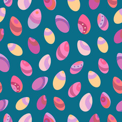 Seamless vector pattern of Easter eggs. Holiday background for greeting card, website, printing on fabric, gift wrap, postcard and wallpapers. Easter background.