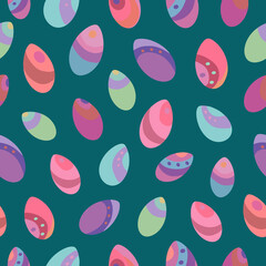 Seamless vector pattern of Easter eggs. Holiday background for greeting card, website, printing on fabric, gift wrap, postcard and wallpapers. Easter background.