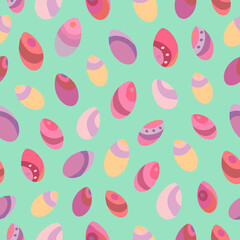 Seamless vector pattern of Easter eggs. Holiday background for greeting card, website, printing on fabric, gift wrap, postcard and wallpapers. Easter background.
