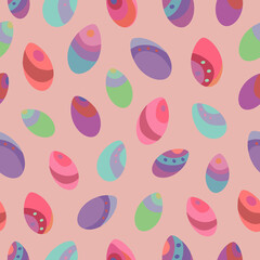 Seamless vector pattern of Easter eggs. Holiday background for greeting card, website, printing on fabric, gift wrap, postcard and wallpapers. Easter background.