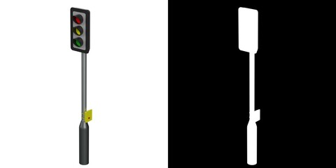 3D rendering illustration of traffic lights with pedestrian crossing button