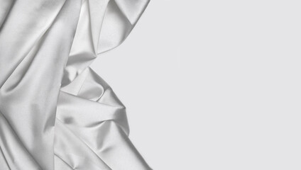 White wave fabric silk. Abstract texture horizontal copy space background.