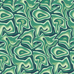 Seamless pattern with blurred paint spots. Abstract background in retro style with stains of oil or acrylic in green colors. Vector illustration.