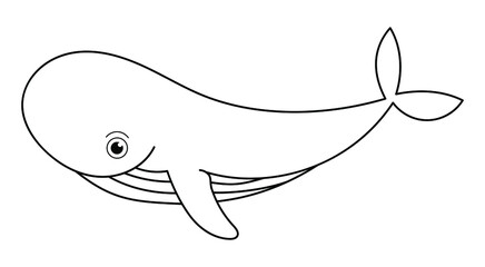 Whale vector drawing animal vector drawing, cartoon vector, line art and color