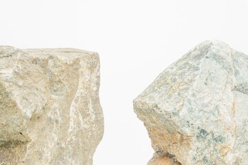 A Rock Ledge For a Product Display, Showing a Top Left Shelf for an Item Placement with a Low Right Stone Overhang.