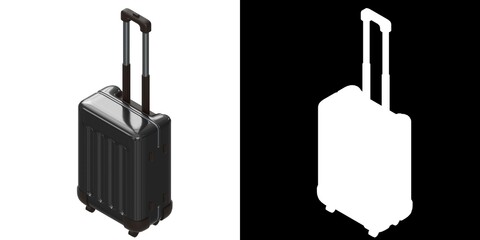 3D rendering illustration of a travel suitcase