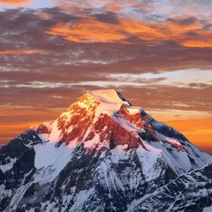 Crédence de cuisine en verre imprimé Dhaulagiri Mont Dhaulagiri soir coucher de soleil montagnes de l& 39 Himalaya