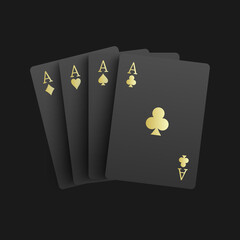 Black four aces poker card, vector illustration