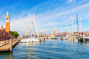 Fototapeta premium Seacoast of Venice, sunny day panorama of the Adriatic Sea, Italy